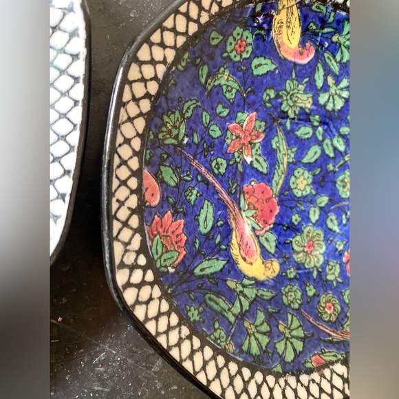 Antique Royal Doulton 1910s Persian Parrot Blue Chintz Pattern D4031 2 saucers - Picture 6 of 8